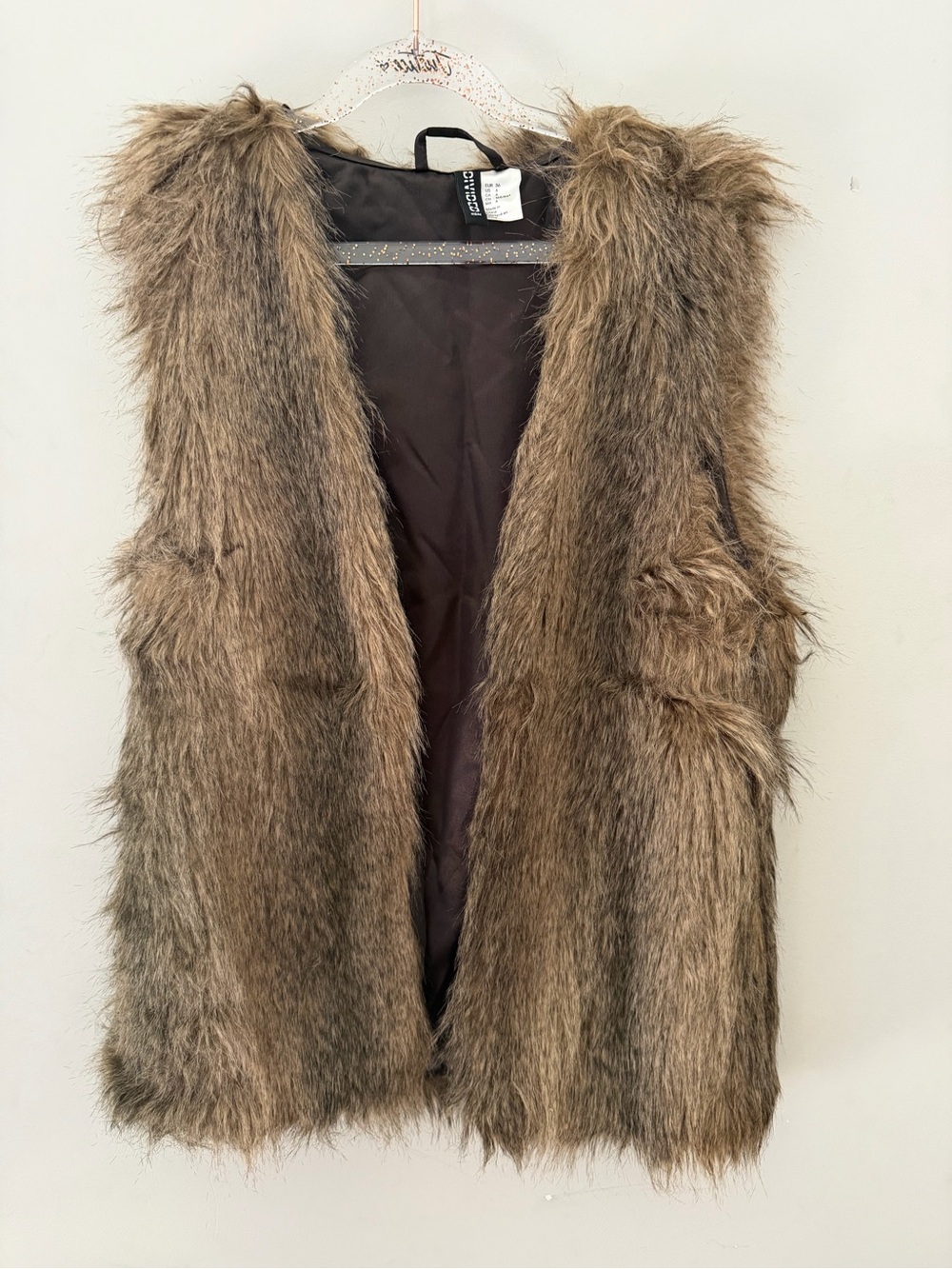 Divided Faux Fur Vest in Brown
